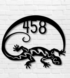 Custom Address Sign, Metal Gecko House Sign, Personalized Home Decor, Outdoor