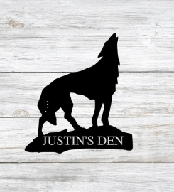 Custom Wolf Howling Sign, Man Cave Decor, Man Metal Signs, Man Cave Sign, Per