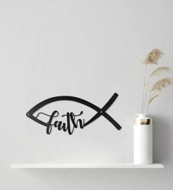 Faith Fish Cut Metal, Metal Art Wall Decor, Cut Wall Hanging, Home Decoration, Home Gift