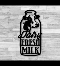 Farm Fresh Milk Metal Sign, Country Home Decor Sign, Shabby Chic Wall Decoration