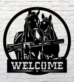 Horse Welcome Sign, Metal Horse Decor, Farm Welcome Sign, Horse With