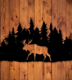 Moose In The Woods Metal Sign, Woodland Metal Sign, Moose Decoration