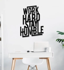 Work Hard Stay Humble Metal Wall Art, Motivation Quote Metal Wall Decor