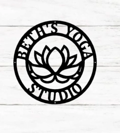 Yoga Studio Decor, Lotus Flower Sign, Lotus Wall Art, Metal Wall