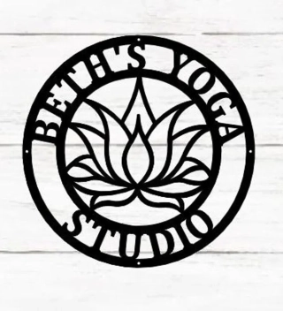 Yoga Studio Decor, Lotus Flower Sign, Lotus Wall Art, Metal Wall